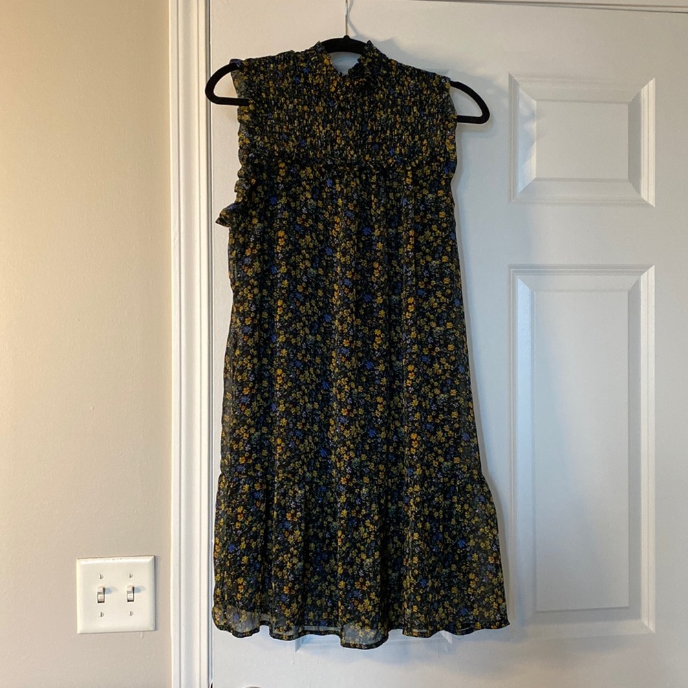 Sheer Floral Wild Fable Rouched Neck
